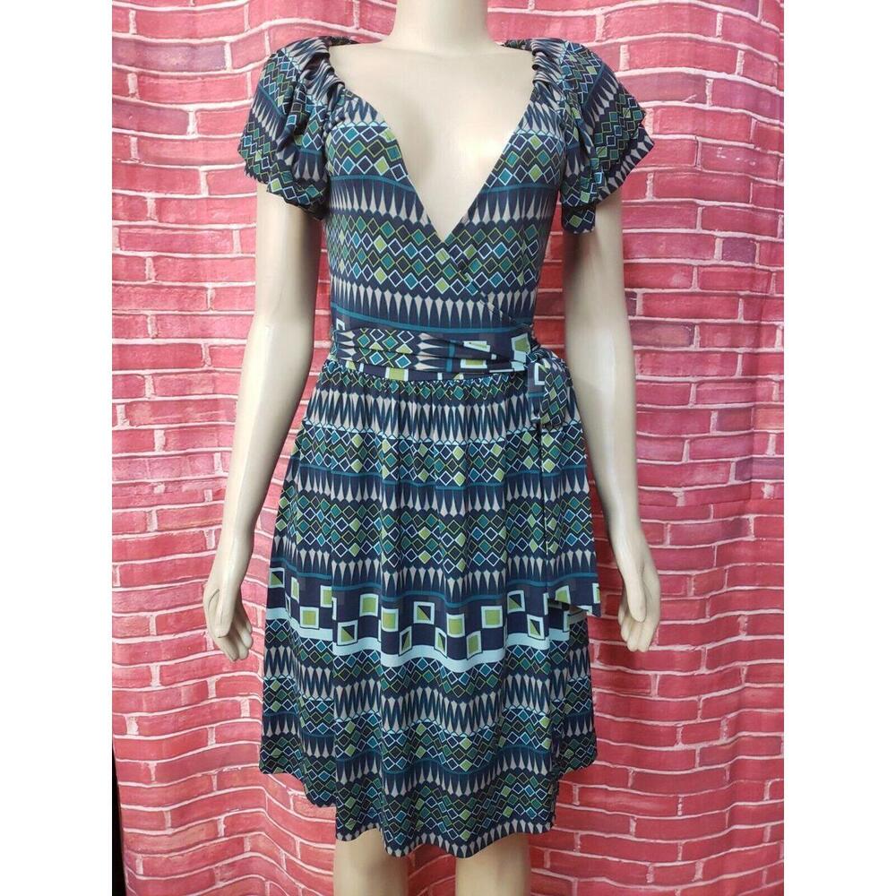 BCBGENERATION GREEN MULTICOLOR GEOMETRIC PATTERN … - image 1